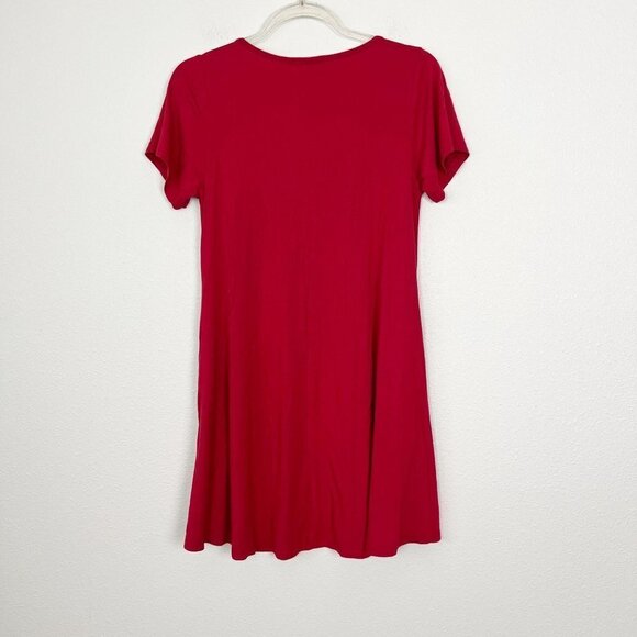 Zennilo Red Short Sleeve Jersey Swing Dress with Pockets Womens Small - Picture 2 of 9